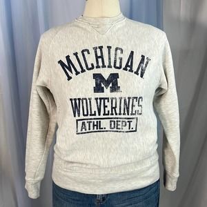 Michigan Wolverines Athletic Dept. crew neck long sleeve sweatshirt light gray S